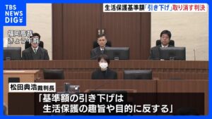 生活保護の減額処分 「取り消し」認める判決 原告側が逆転勝訴 福岡高裁「引き下げは生活保護の趣旨や目的に反している」1審判決を変更|TBS NEWS DIG
