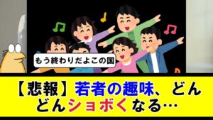 【悲報】若者の趣味、どんどんショボくなる…【5ちゃんねる】