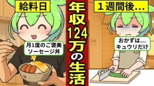 年収124万円のリアルな生活…「貧困」の定義は127万以下…苦しい貧困生活の実態…【ずんだもん|貯金|資産形成|老後|年金生活】