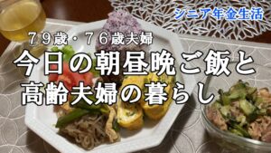 【yuuの家事ライフ】シニア年金生活、７９歳７６歳夫婦、今日の朝昼晩ご飯と高齢夫婦の暮らし