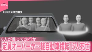 【高校生含む男女5人死亡】“定員オーバー”6人が乗って走行か  軽自動車横転
